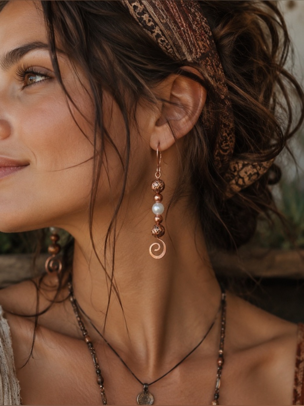 Artisan Wire Wrapped Copper Earrings Handmade